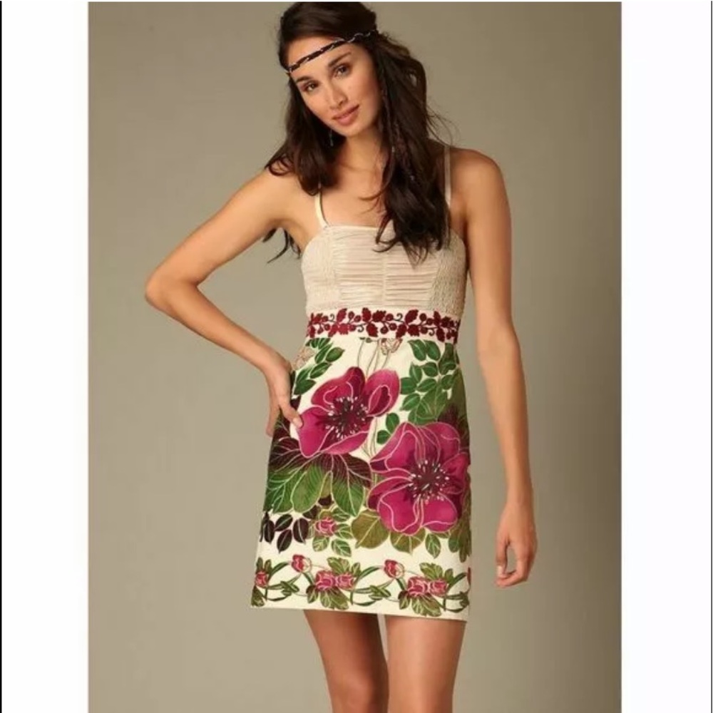 Free People Velvet Floral Gold Tube Party Dress - Picture 4 of 8